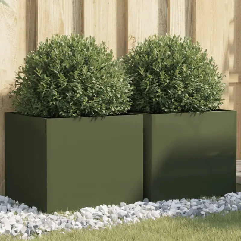 Cortenstalen plantenbakken voor tuin balkon en terras - Staal/Groen / 42 x 40 x 39 cm / 2 - Bloempotten & plantenbakken