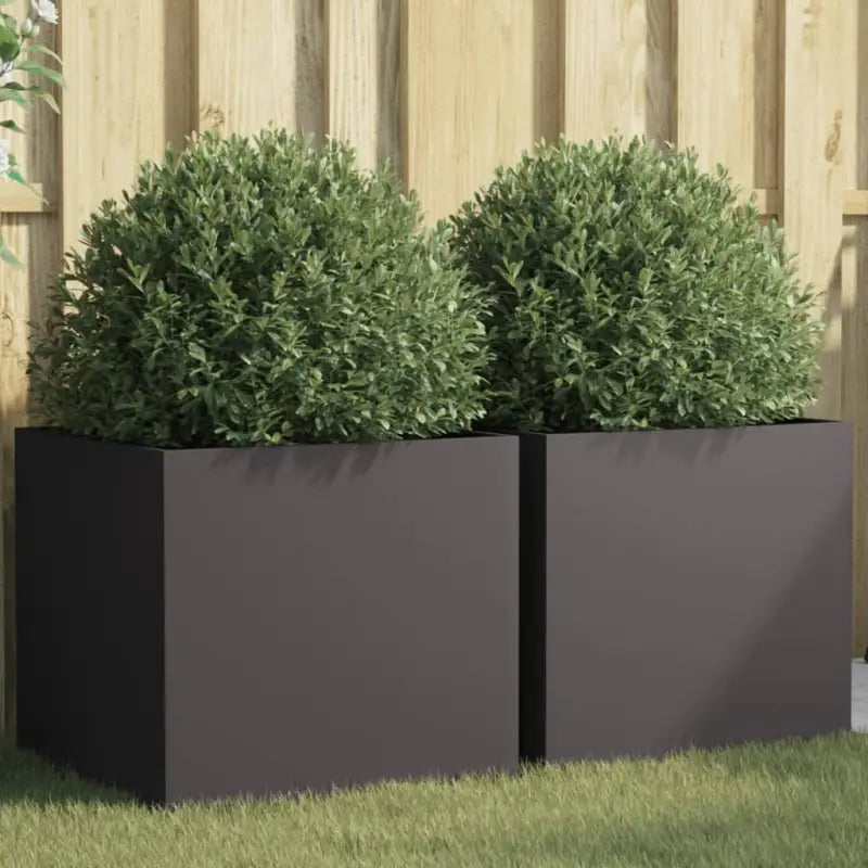 Cortenstalen plantenbakken voor tuin balkon en terras - Staal/Zwart / 49 x 47 x 46 cm / 2 - Bloempotten & plantenbakken