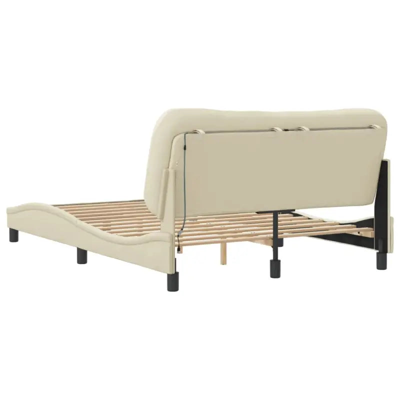 Crème bedframe met LED-verlichting en multiplex lattenbodem - Bedden & bedframes