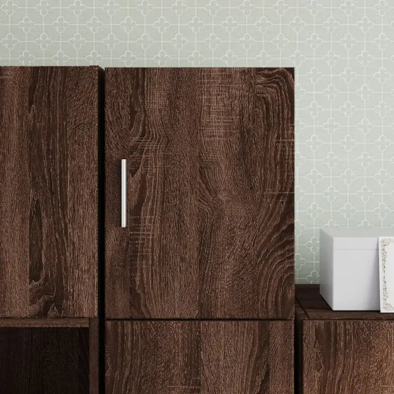 Decoratieve en praktische wandkast van bewerkt hout - bruin eikenkleur / 1 - Dressoirs & buffetkasten