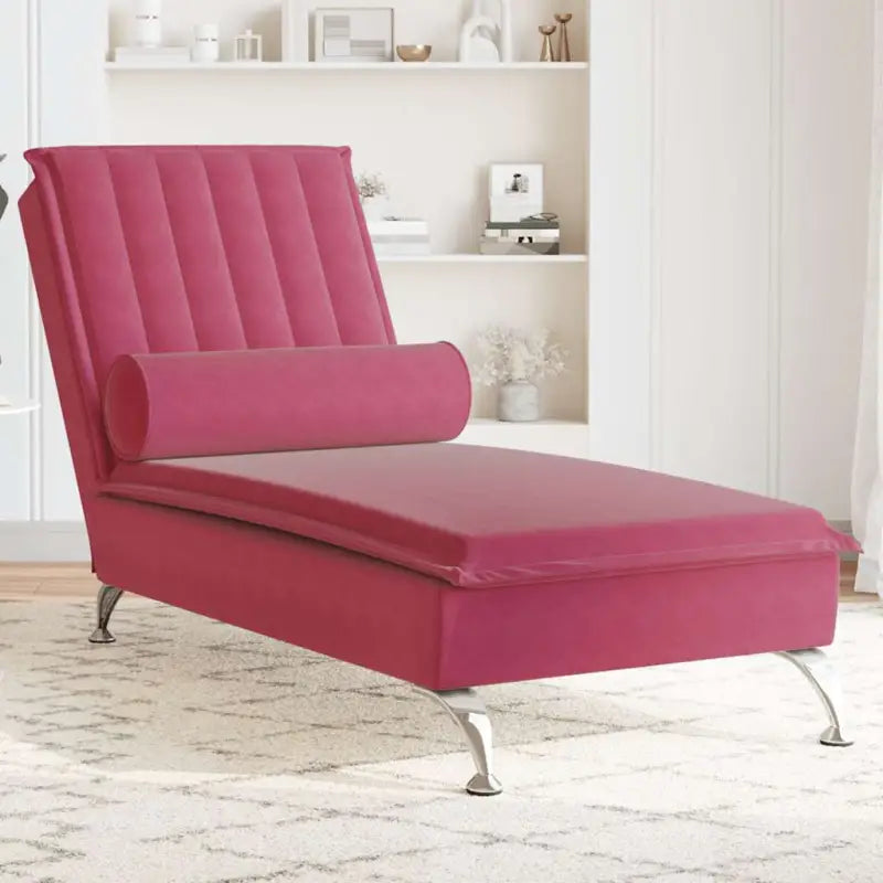 Decoratieve massage chaise longue met multiplex lattenbodem en zacht fluweel - wijn / 1 - Chaises longues