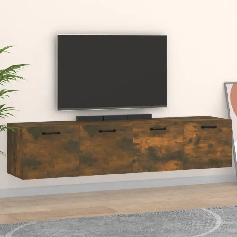 Decoratieve muuropbergkasten van bewerkt hout voor binnen en opbergruimte - Gerookt eiken / 60 x 36.5 x 35 cm / 1