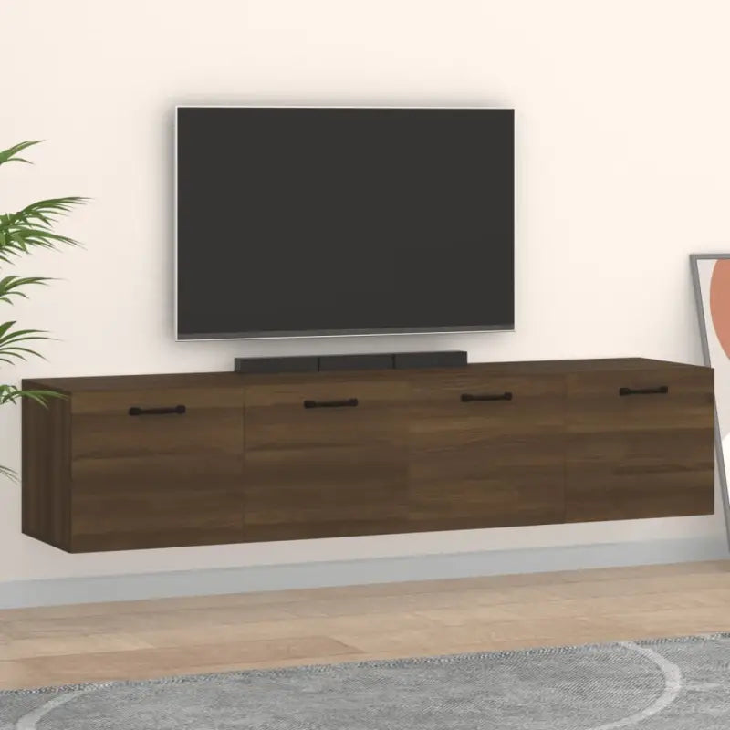 Decoratieve muuropbergkasten van bewerkt hout voor binnen en opbergruimte - bruin eikenkleur / 60 x 36.5 x 35 cm / 1