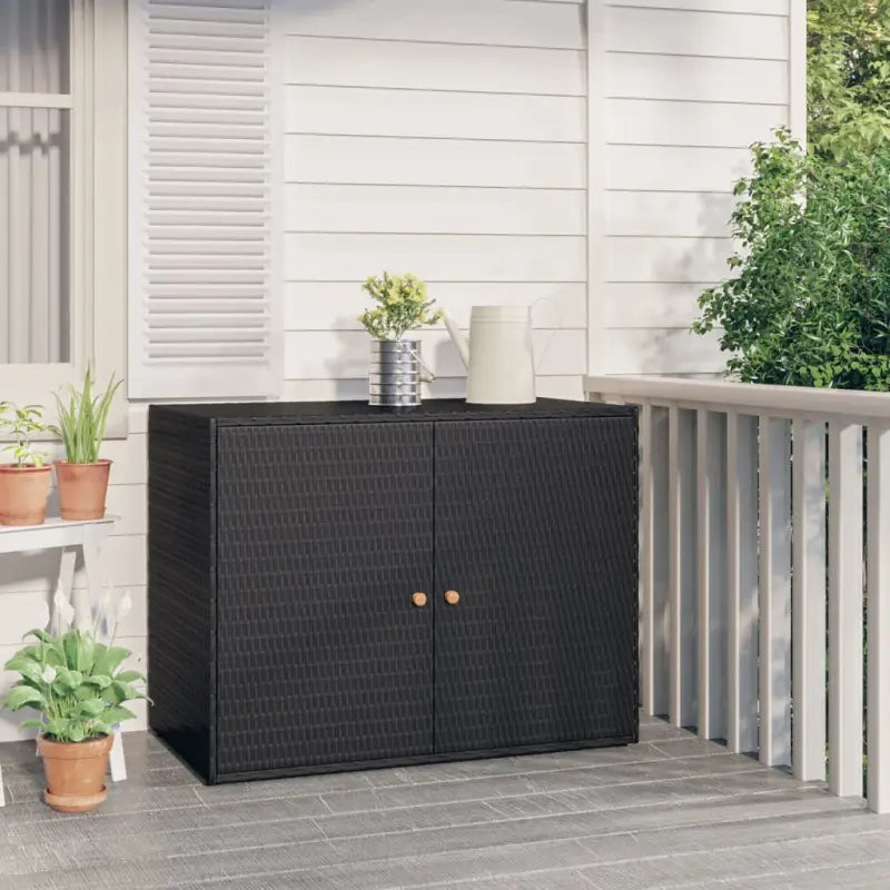 Decoratieve opbergkast van poly rattan voor binnen en buiten - Zwart / 1 - Opbergkasten & lockerkasten