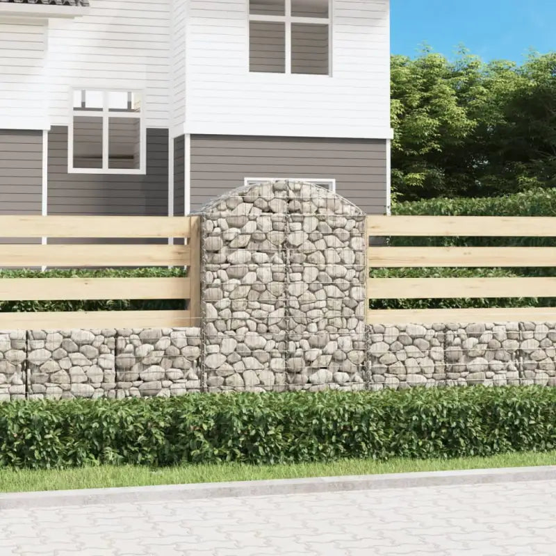 Decoratieve tuinbarrière van gegalvaniseerd ijzer met versterkte schanskorfhaken - 100 x 50 x 140/160 cm / 1