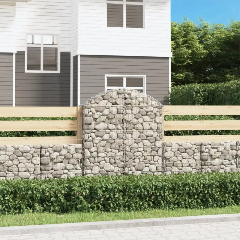 Decoratieve tuinbarrière van gegalvaniseerd ijzer met versterkte schanskorfhaken - 100 x 30 x 120/140 cm / 1