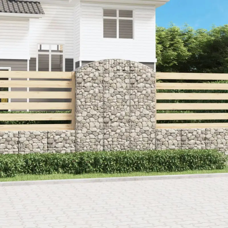 Decoratieve tuinbarrière van gegalvaniseerd ijzer met versterkte schanskorfhaken - 150 x 50 x 180/200 cm / 1