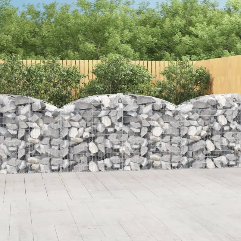 Decoratieve tuinbarrière van gegalvaniseerd ijzer met versterkte schanskorfhaken - 200 x 50 x 100/120 cm / 1