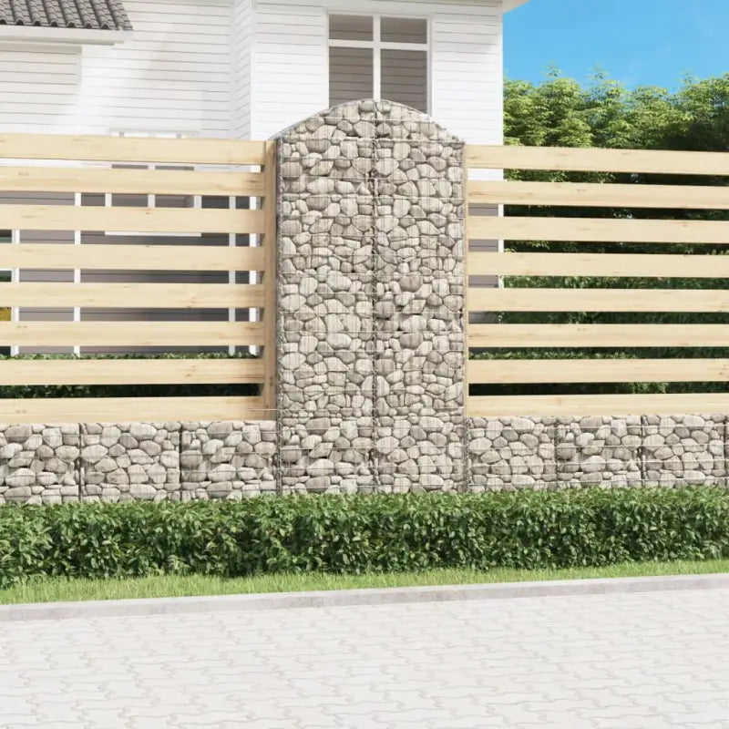 Decoratieve tuinbarrière van gegalvaniseerd ijzer met versterkte schanskorfhaken - 100 x 50 x 220/240 cm / 1