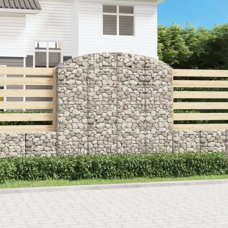 Decoratieve tuinbarrière van gegalvaniseerd ijzer met versterkte schanskorfhaken - 200 x 30 x 180/200 cm / 1