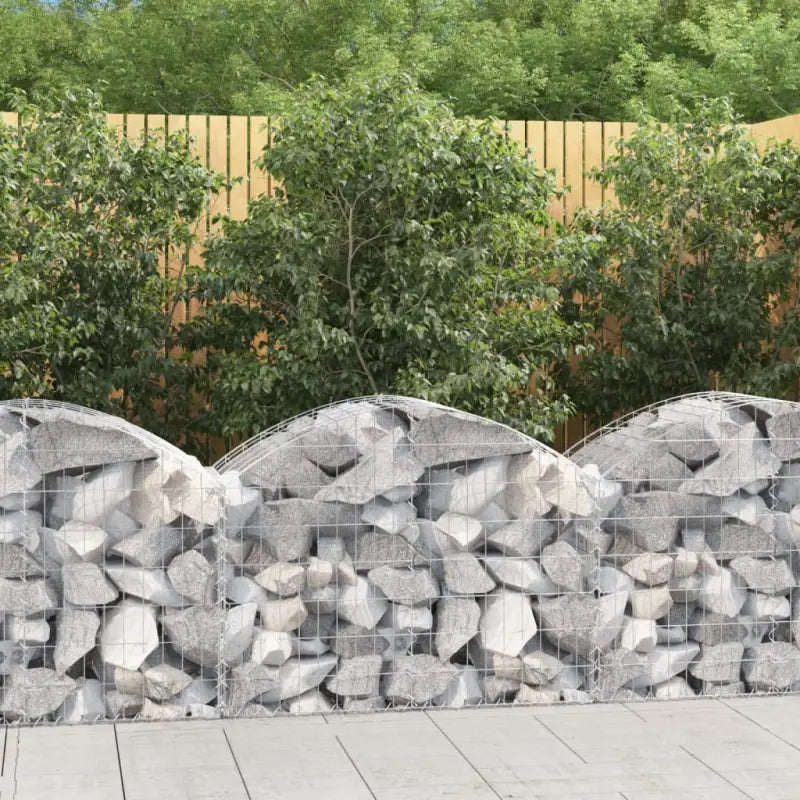 Decoratieve tuinbarrière van gegalvaniseerd ijzer met versterkte schanskorfhaken - 100 x 50 x 60/80 cm / 1