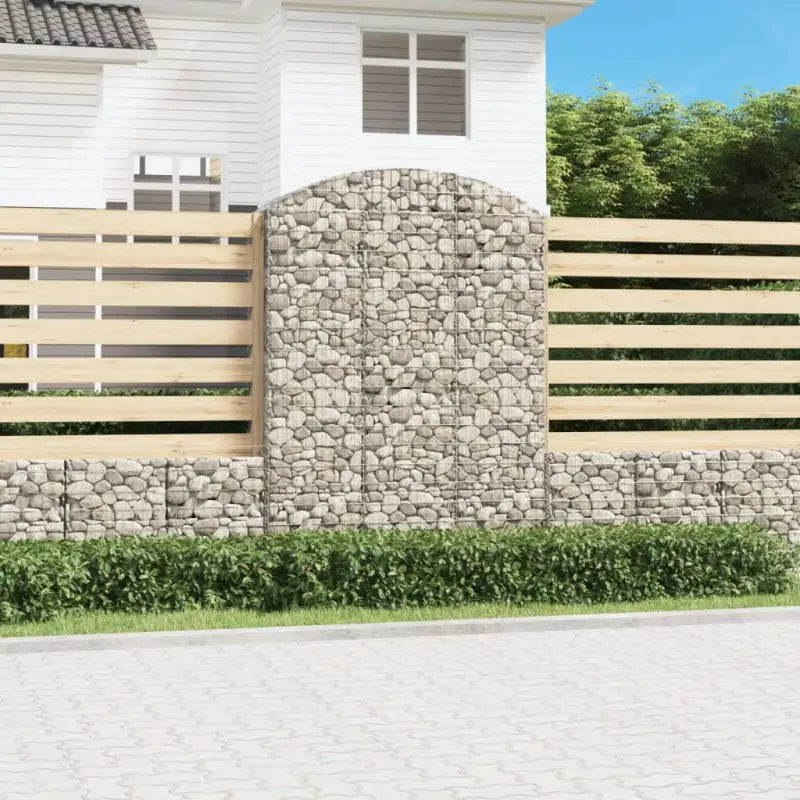 Decoratieve tuinbarrière van gegalvaniseerd ijzer met versterkte schanskorfhaken - 150 x 50 x 200/220 cm / 1