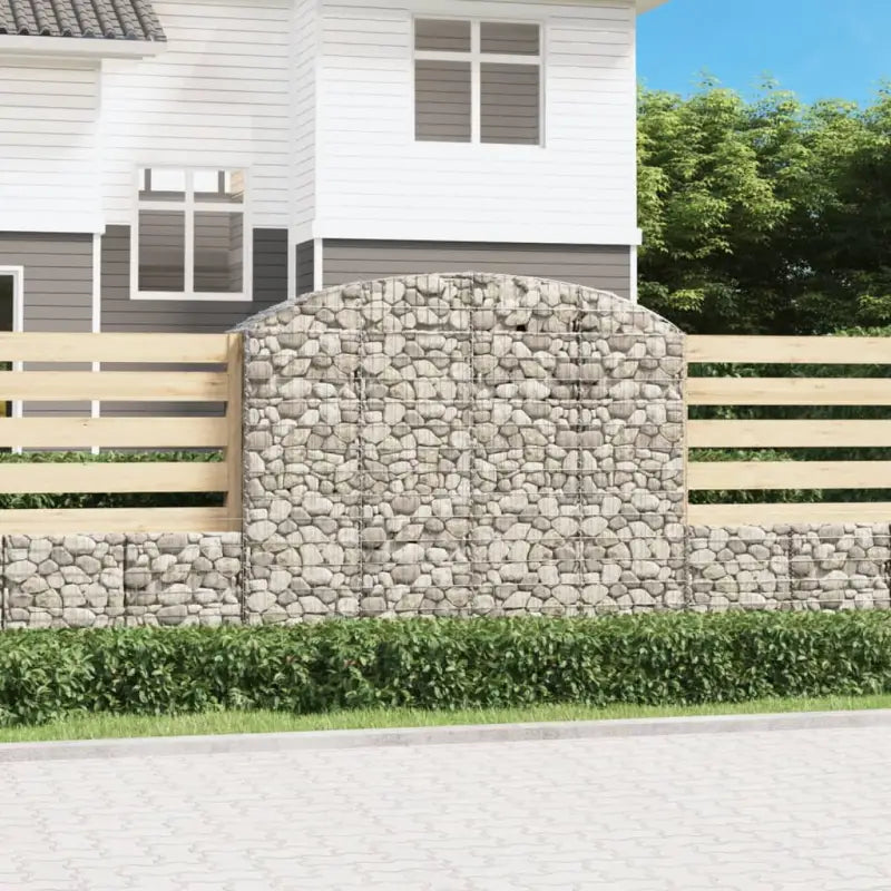 Decoratieve tuinbarrière van gegalvaniseerd ijzer met versterkte schanskorfhaken - 200 x 50 x 160/180 cm / 1