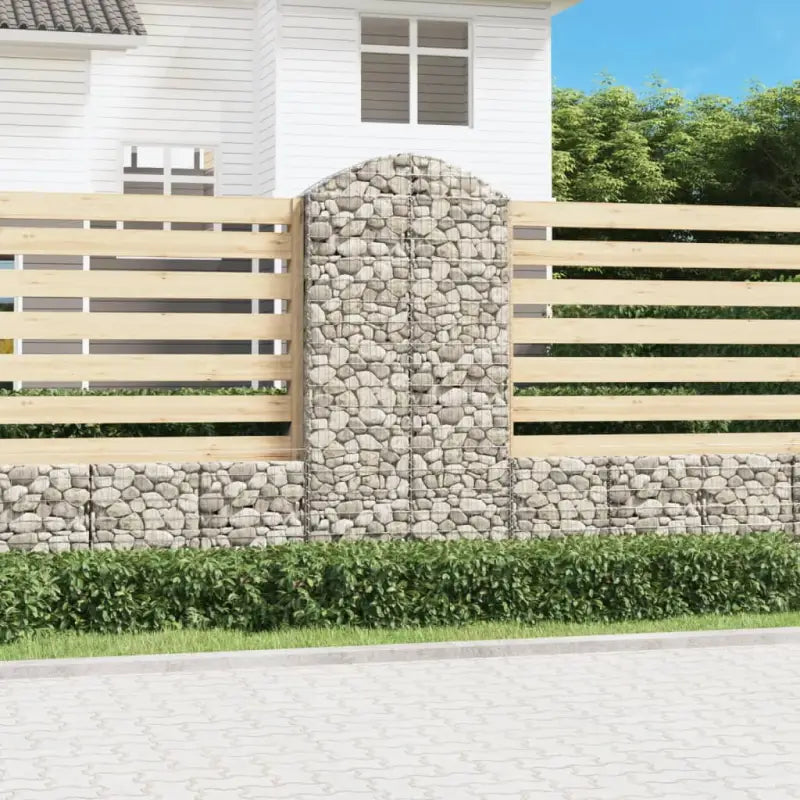 Decoratieve tuinbarrière van gegalvaniseerd ijzer met versterkte schanskorfhaken - 100 x 30 x 200/220 cm / 1