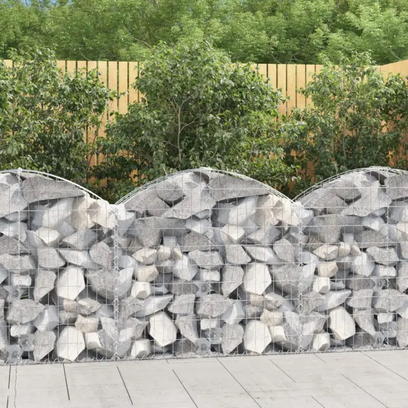 Decoratieve tuinbarrière van gegalvaniseerd ijzer met versterkte schanskorfhaken - 100 x 30 x 80/100 cm / 1