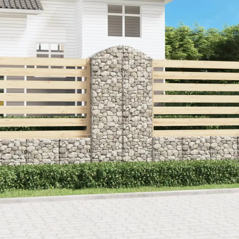 Decoratieve tuinbarrière van gegalvaniseerd ijzer met versterkte schanskorfhaken - 100 x 50 x 200/220 cm / 1