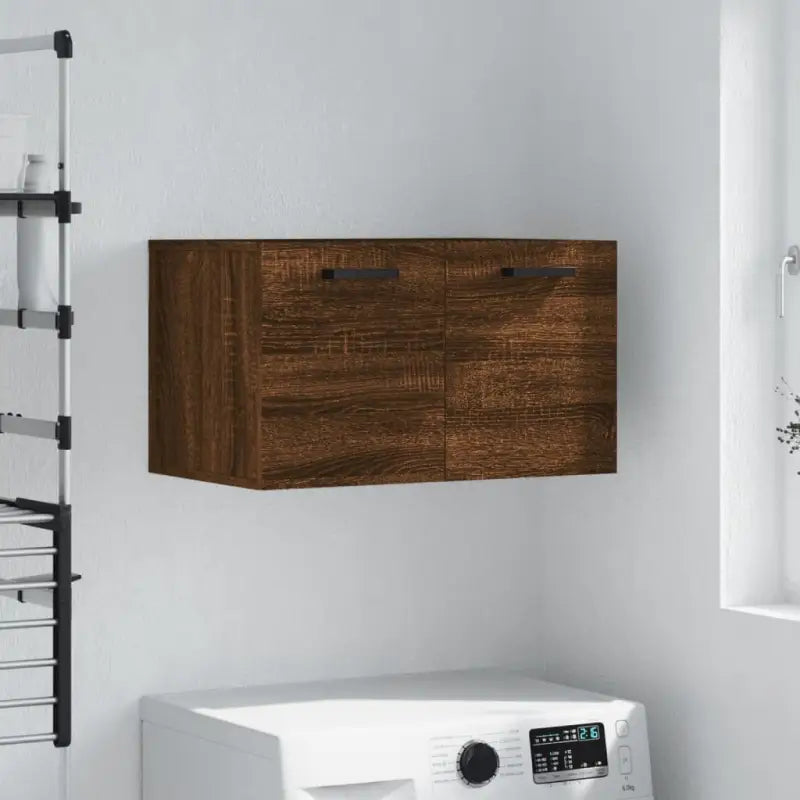 Decoratieve wandkast van bewerkt hout voor binnen en opbergruimte - bruin eikenkleur / 60 x 36.5 x 35 cm / 1