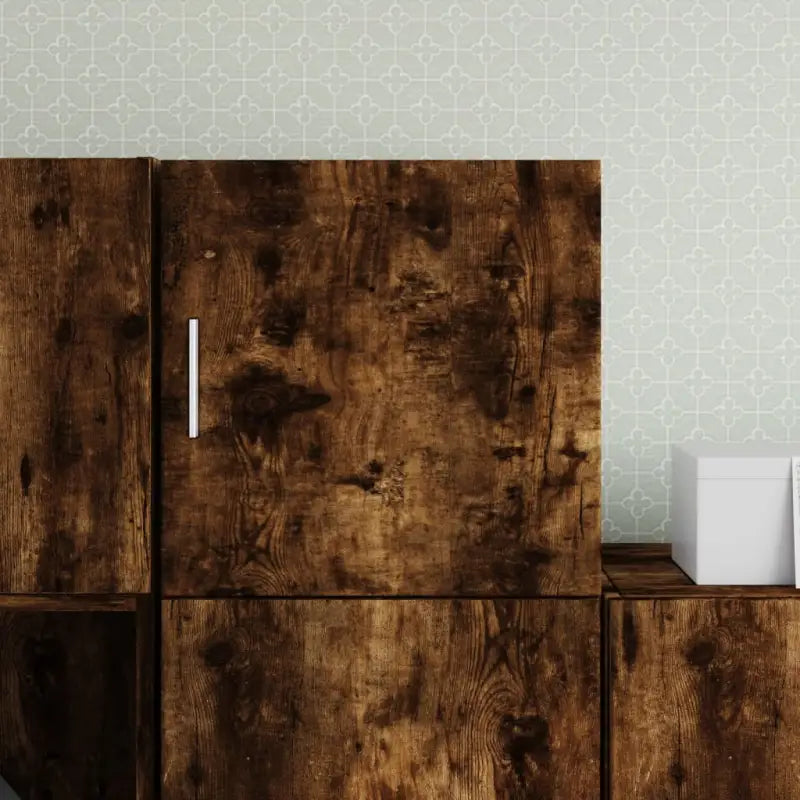 Decoratieve wandkast van bewerkt hout voor een stevige en stijlvolle uitstraling - Gerookt eiken / 1 - Dressoirs &