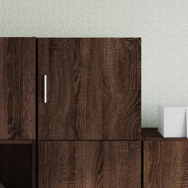 Decoratieve wandkast van bewerkt hout voor een stevige en stijlvolle uitstraling - bruin eikenkleur / 1 - Dressoirs &