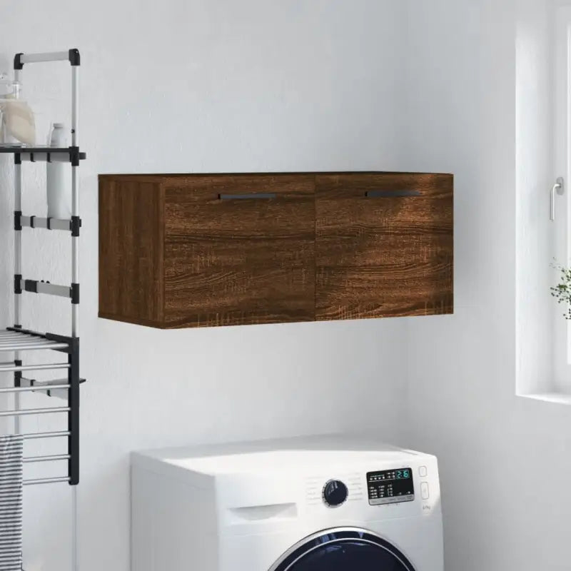 Decoratieve wandkast van bewerkt hout voor in je interieur - bruin eikenkleur / 80 x 36.5 x 35 cm / 1 - Opbergkasten &