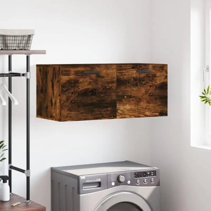 Decoreer met een wandkast van bewerkt hout voor een praktische uitstraling - Gerookt eiken / 80 x 36.5 x 35 cm / 1