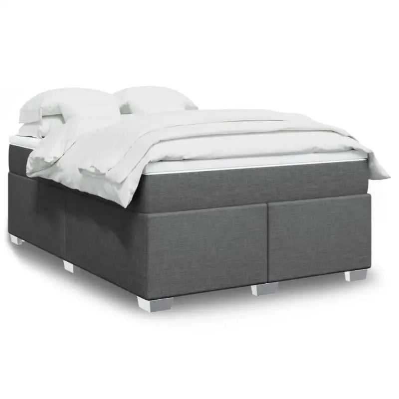 Donkerbruin boxspringbed met ademend vermogen en zachte materiaal vulling - Donkergrijs / 140 x 200 cm - Bedden &