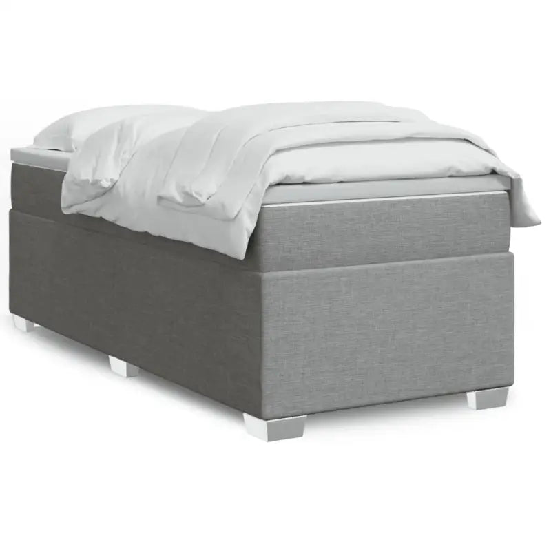 Donkerbruin boxspringbed met ademend vermogen en zachte materiaal vulling - Lichtgrijs / 90 x 190 cm - Bedden &
