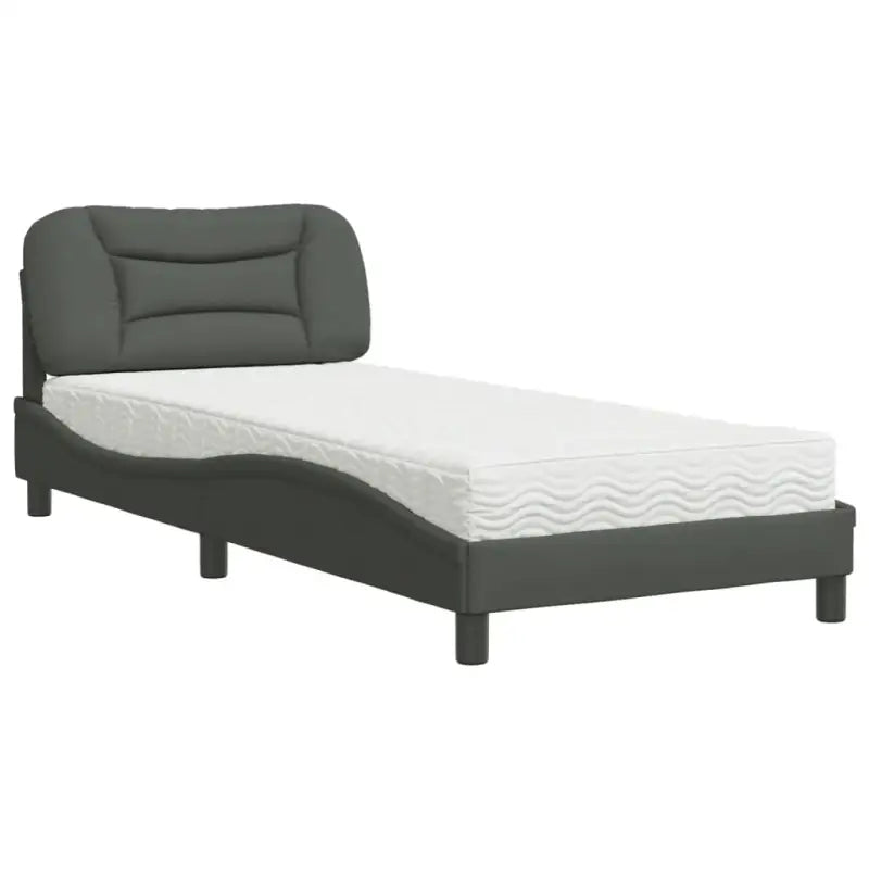 Donkergrijs bed met multiplex lattenbodem en 22d pu-schuim matras - Bedden & bedframes