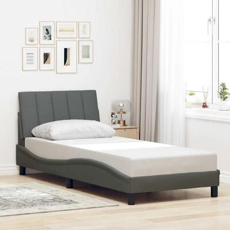 Donkergrijs bedframe met ademend vermogen en duurzaam polyester doek - Donkergrijs / 90 x 200 cm - Bedden & bedframes