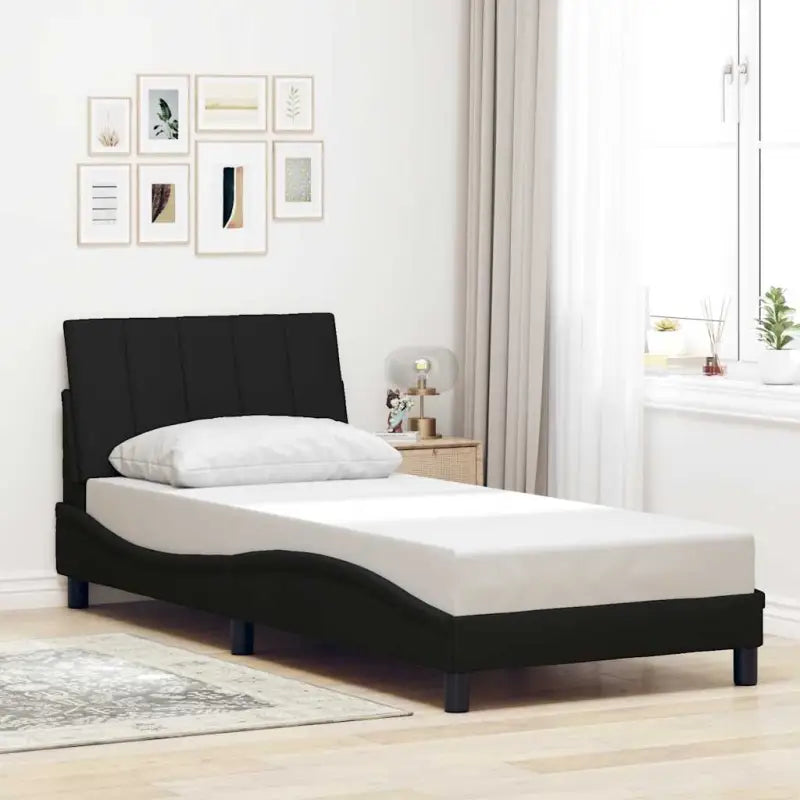 Donkergrijs bedframe met ademend vermogen en duurzaam polyester doek - Zwart / 90 x 200 cm - Bedden & bedframes
