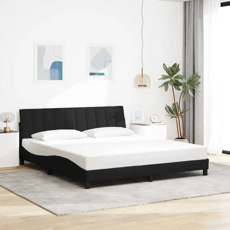 Donkergrijs bedframe met ademend vermogen en duurzaam polyester doek - Zwart / 180 x 200 cm - Bedden & bedframes