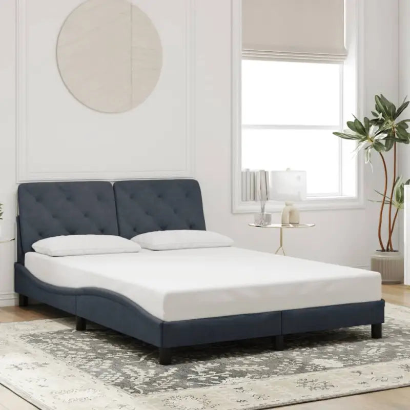 Donkergrijs bedframe met hoofdeinde en multiplex lattenbodem - Donkergrijs / 140 x 190 cm - Bedden & bedframes