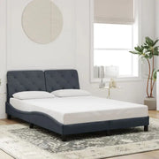 Donkergrijs bedframe met hoofdeinde en multiplex lattenbodem - Bedden & bedframes