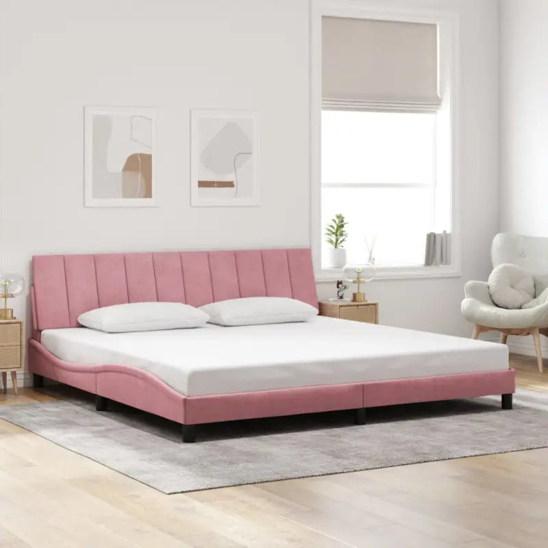 Donkergrijs bedframe met hoofdeinde en multiplex lattenbodem - Blauw / 200 x 200 cm - Bedden & bedframes