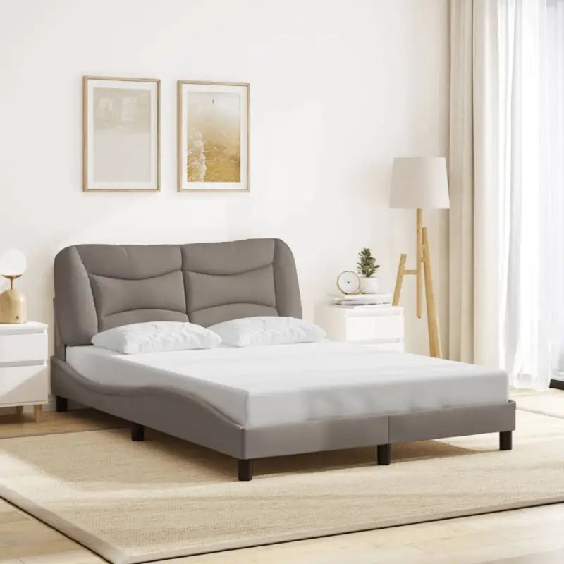 Donkergrijs bedframe met hoofdeinde en multiplex lattenbodem - Taupe / 140 x 200 cm - Bedden & bedframes