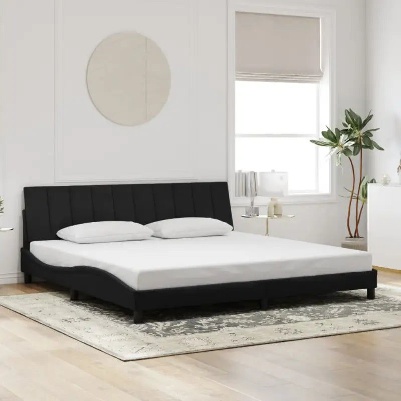 Donkergrijs bedframe met hoofdeinde en multiplex lattenbodem - Zwart / 200 x 200 cm - Bedden & bedframes