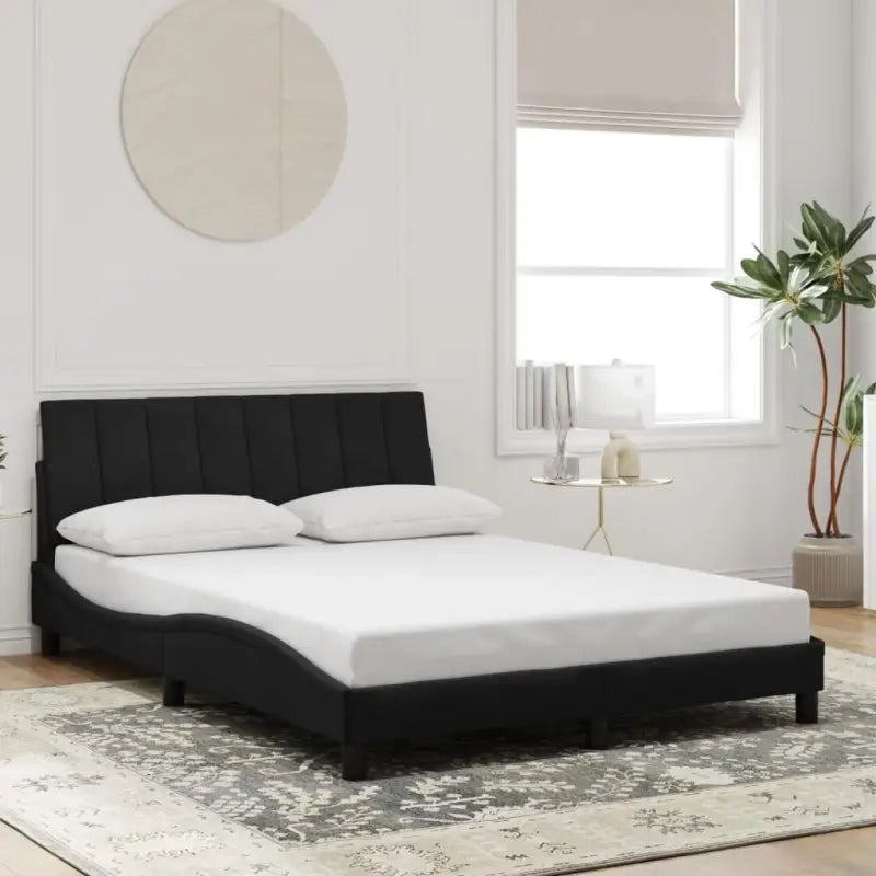 Donkergrijs bedframe met hoofdeinde en multiplex lattenbodem - Zwart / 120 x 200 cm - Bedden & bedframes