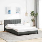 Donkergrijs bedframe met multiplex lattenbodem en hoofdeindekussen - Donkergrijs / 140 x 190 cm - Bedden & bedframes
