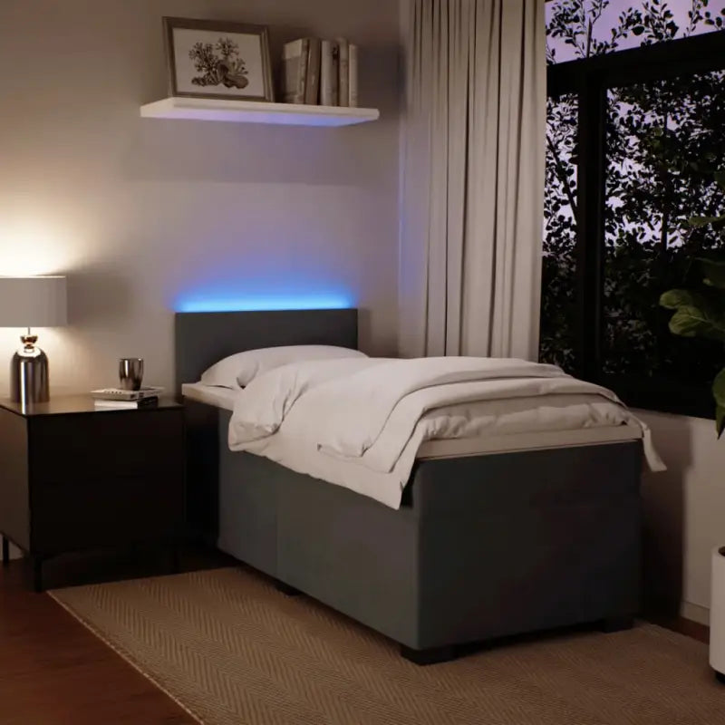 Donkergrijs boxspringbed met zacht fluweel en comfortabel vulling - Bedden & bedframes