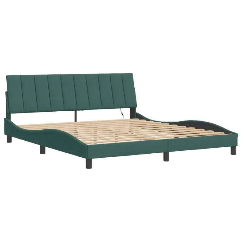Donkergroen bedframe met LED-verlichting en multiplex lattenbodem - Bedden & bedframes