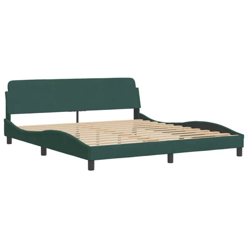 Donkergroen bedframe met LED-verlichting en multiplex lattenbodem - Bedden & bedframes