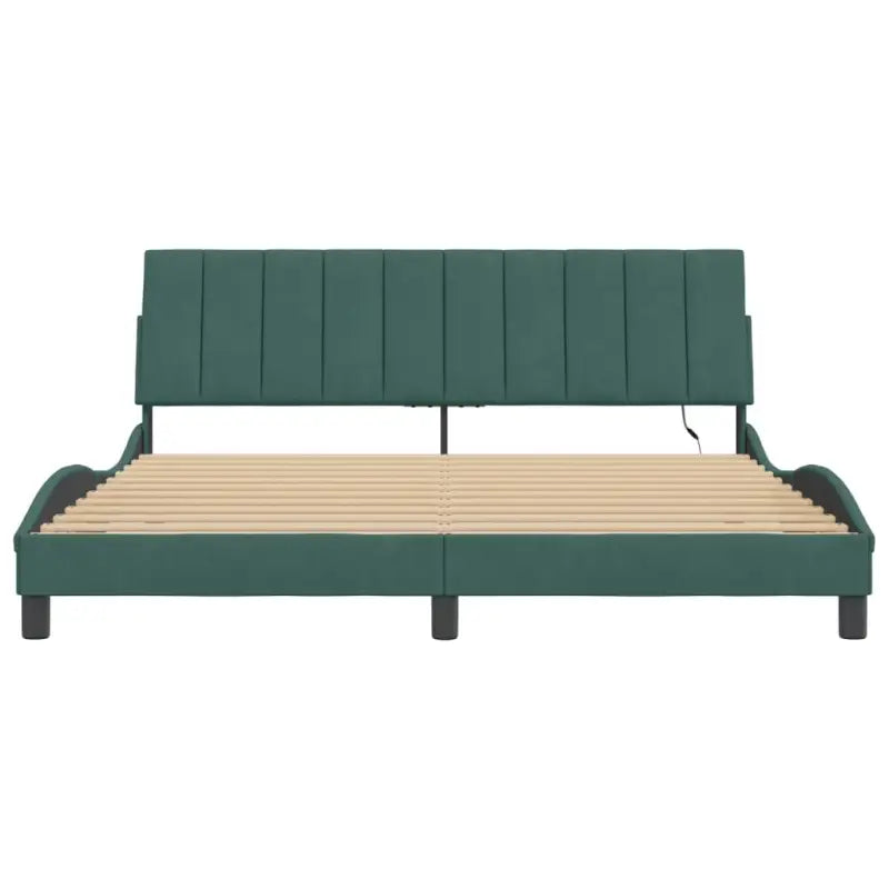 Donkergroen bedframe met LED-verlichting en multiplex lattenbodem - Bedden & bedframes