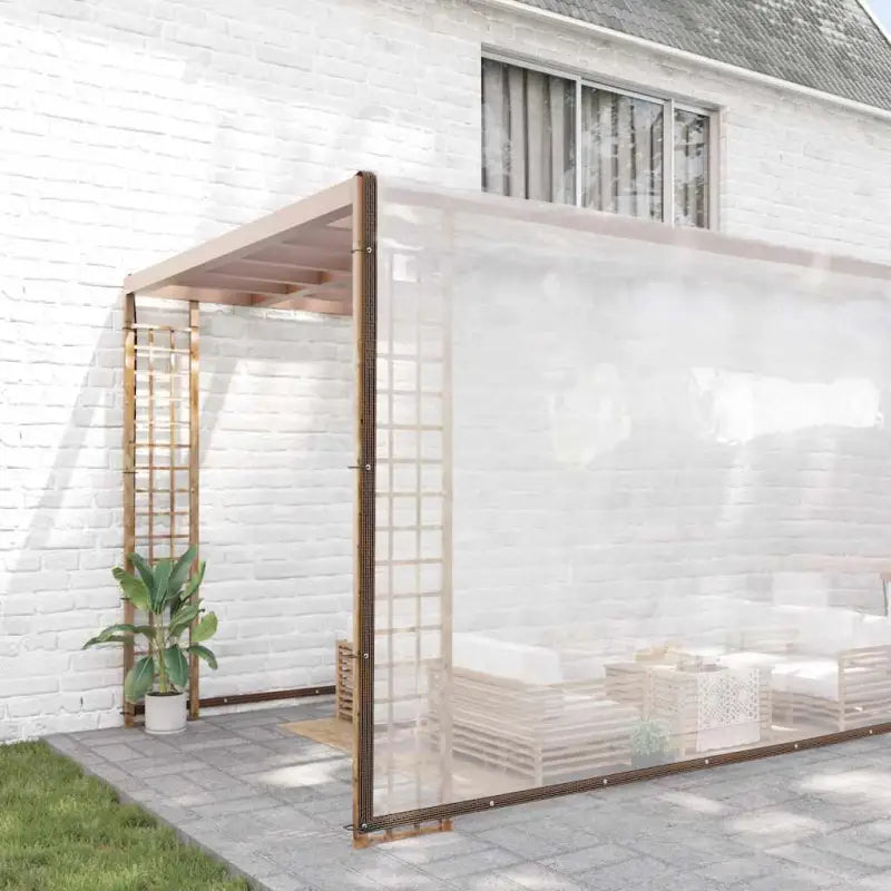 Doorzichtige zeildoek met zwart lint en vier hoeken voor bescherming - 12 x 12 m / 1 - Afdekdoeken