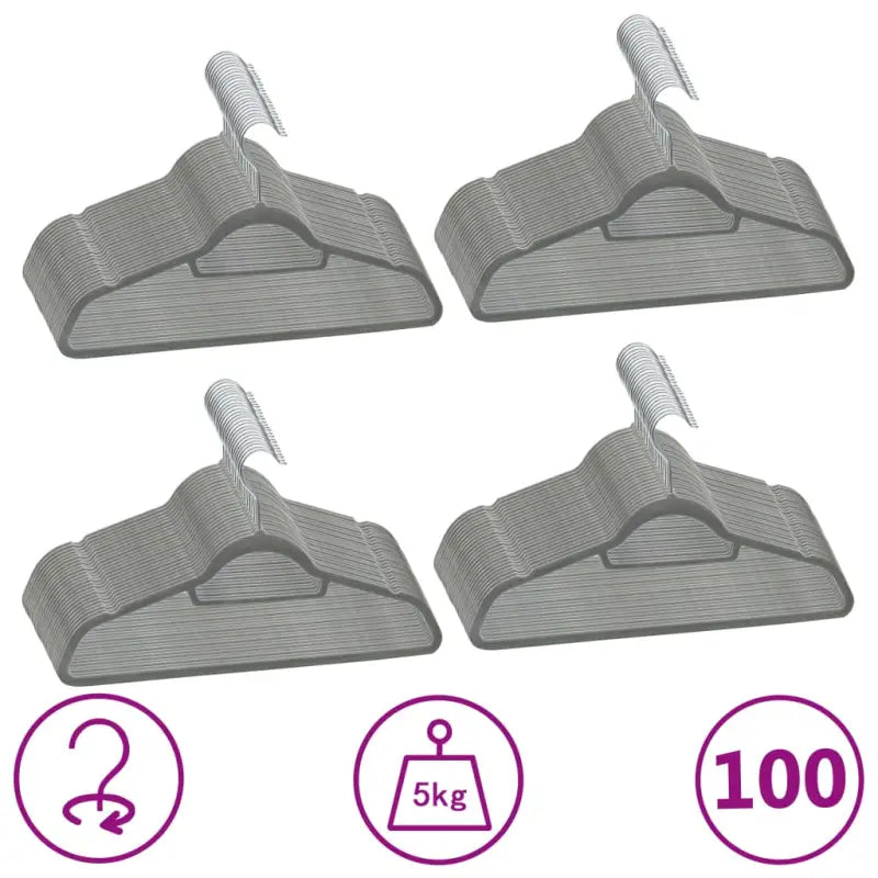Draaibare haak set van kunststof en metaal met beschermend fluweeloppervlak - Kleerhangers