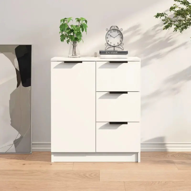 Dressoir in grijs sonoma eiken met bewerkt hout voor een moderne uitstraling - Wit / 1 - Dressoirs & buffetkasten