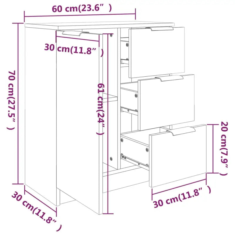 Dressoir in grijs sonoma eiken met bewerkt hout voor een moderne uitstraling - Dressoirs & buffetkasten