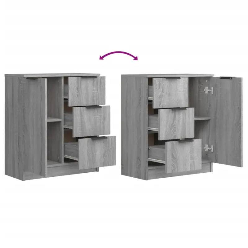 Dressoir in grijs sonoma eiken met bewerkt hout voor een moderne uitstraling - Dressoirs & buffetkasten