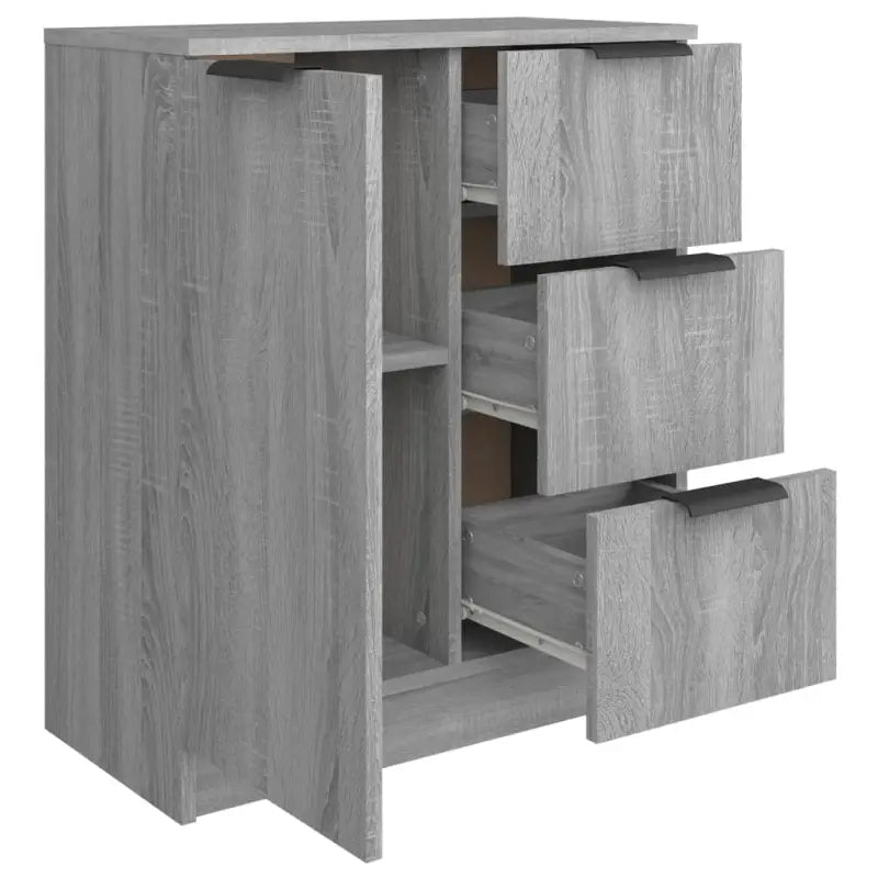 Dressoir in grijs sonoma eiken met bewerkt hout voor een moderne uitstraling - Dressoirs & buffetkasten