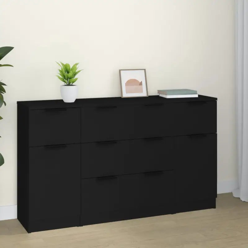Dressoir in grijs Sonoma van bewerkt hout gemakkelijk schoon te maken - Zwart / 3 - Dressoirs & buffetkasten