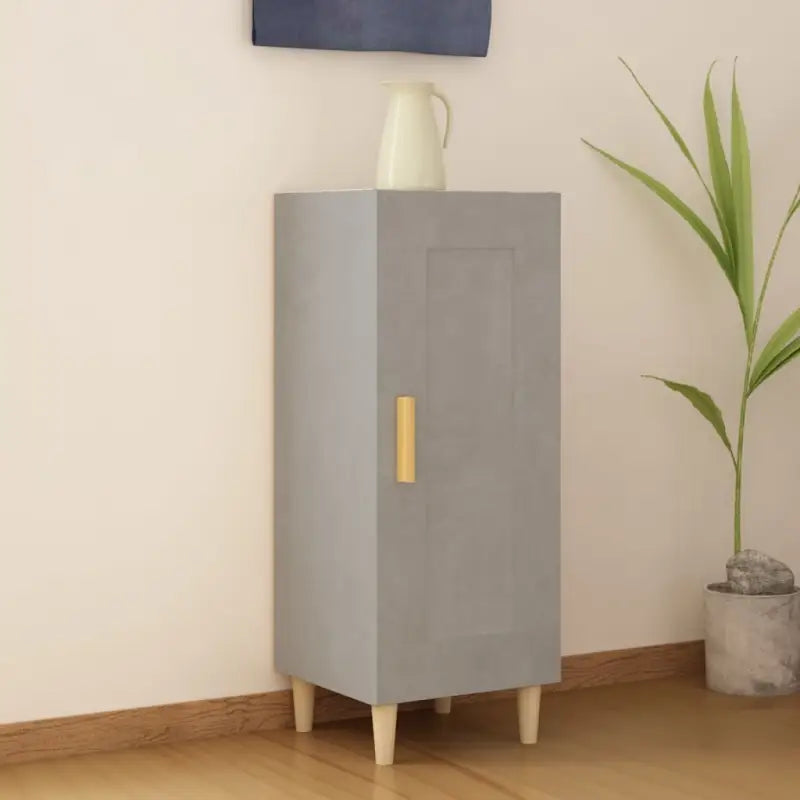 Dressoir met bewerkt hout en houten poten voor je kamer - Betongrijs / 1 - Dressoirs & buffetkasten